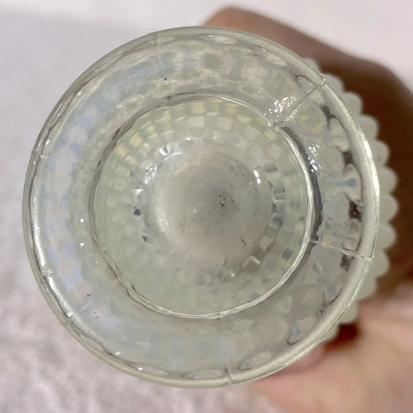 Vintage Fenton Opalescent Hobnail Glass Crimped Ruffle Edge Mini Vase - Picture 9 of 11